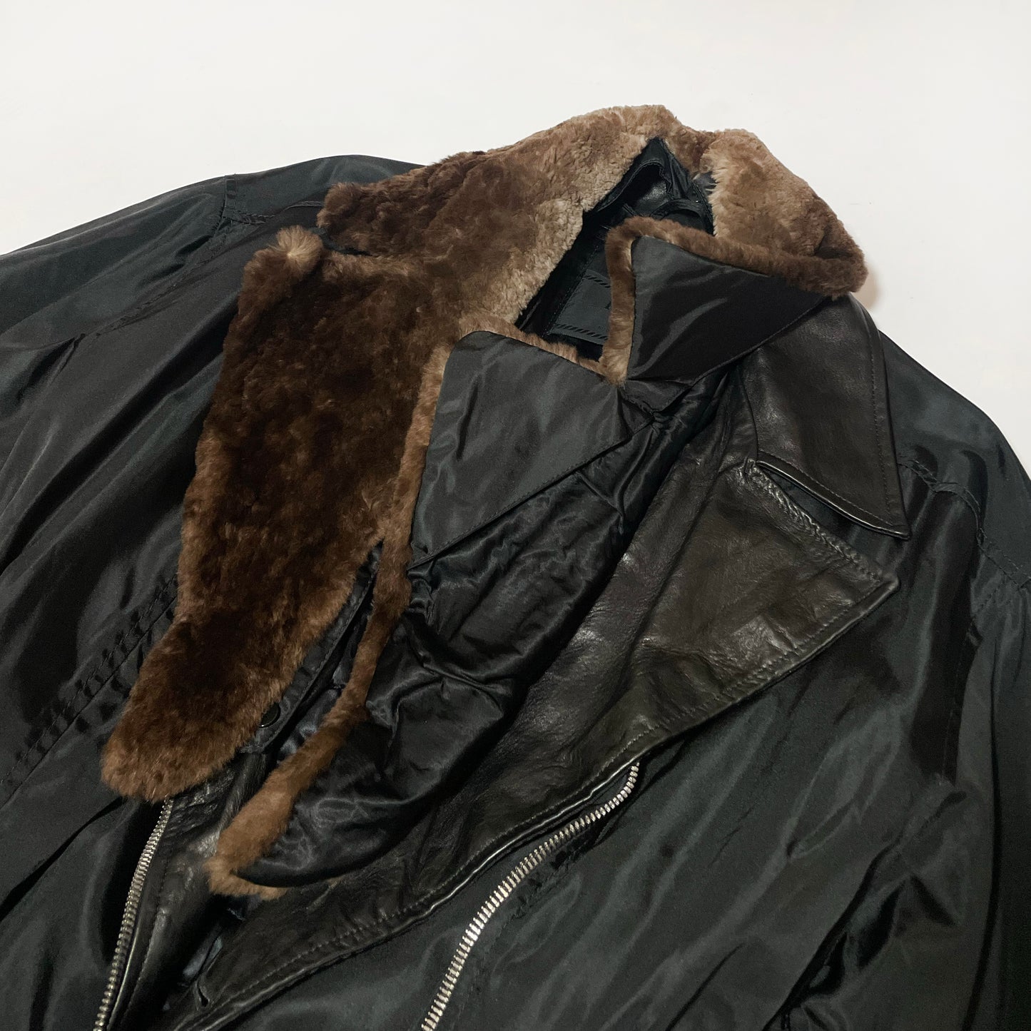 Prada FW1994 Nylon Jacket with Fur Collar