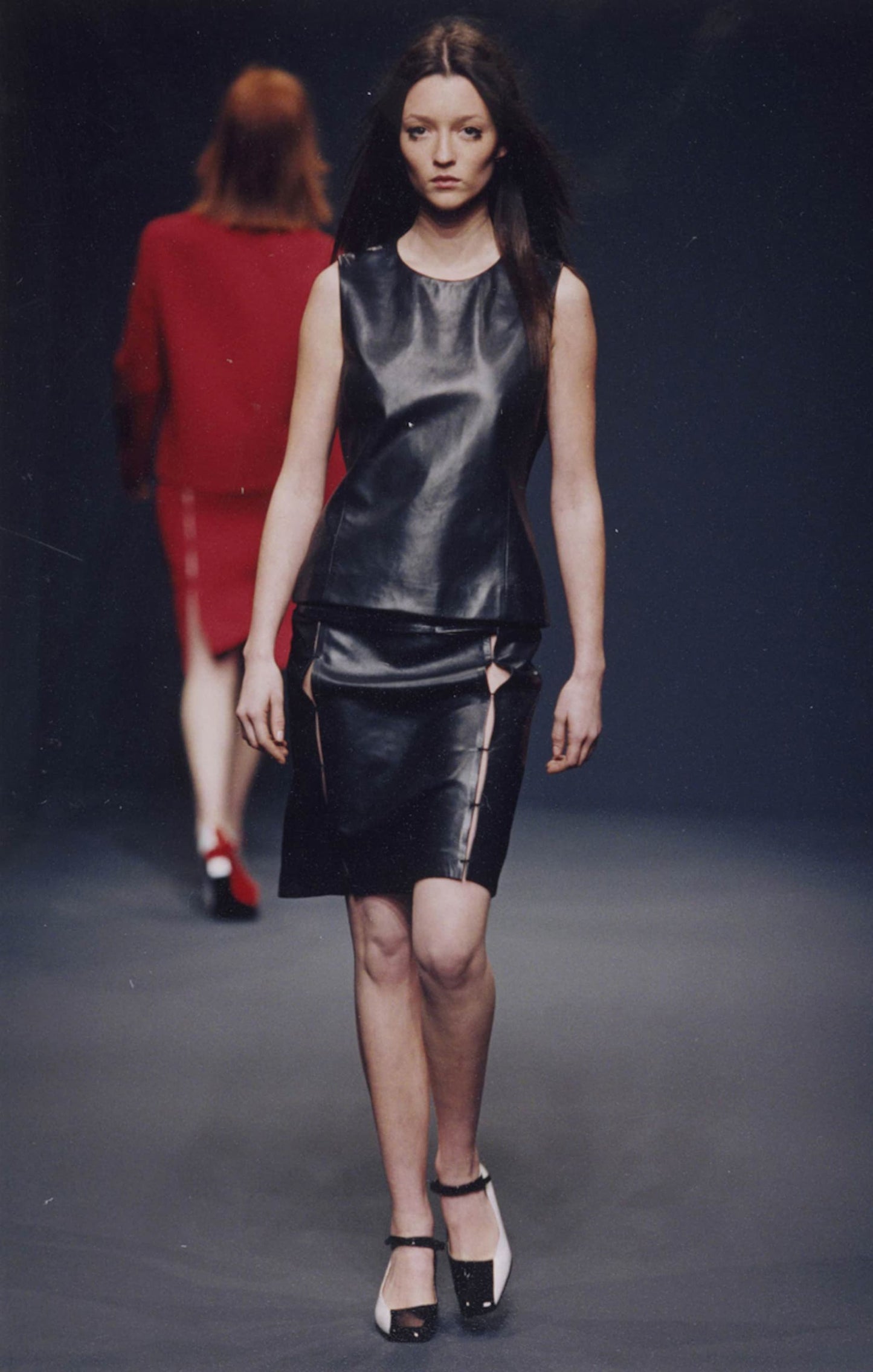 Prada Fall 1998 Runway Panelled Leather Skirt