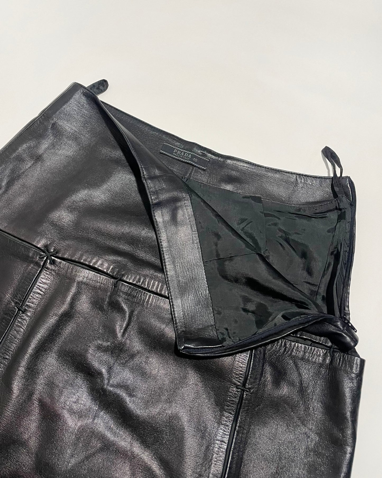 Prada Fall 1998 Runway Panelled Leather Skirt