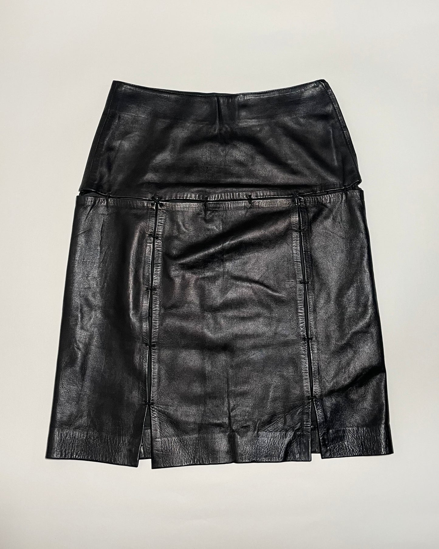 Prada Fall 1998 Runway Panelled Leather Skirt