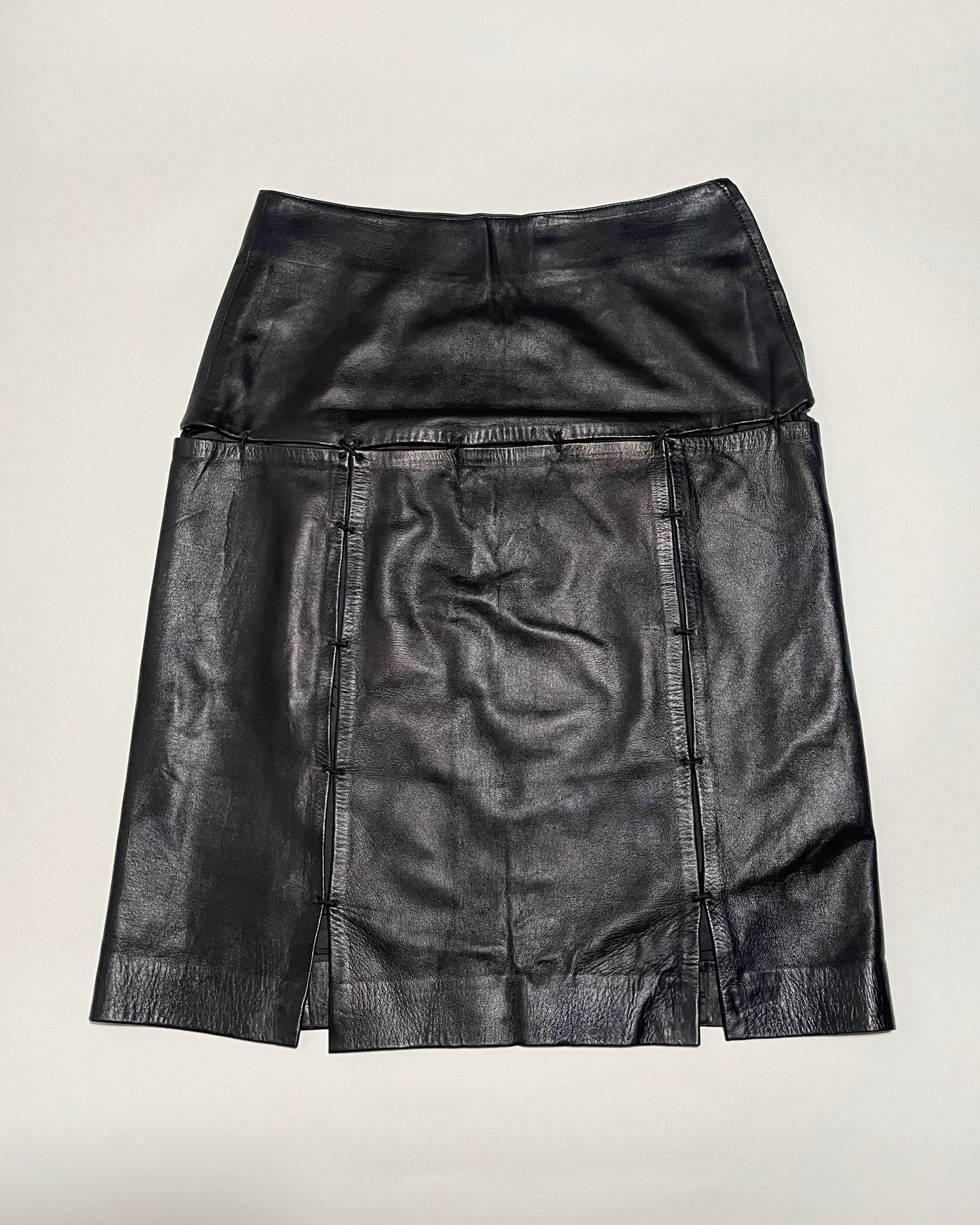 Prada Fall 1998 Runway Panelled Leather Skirt