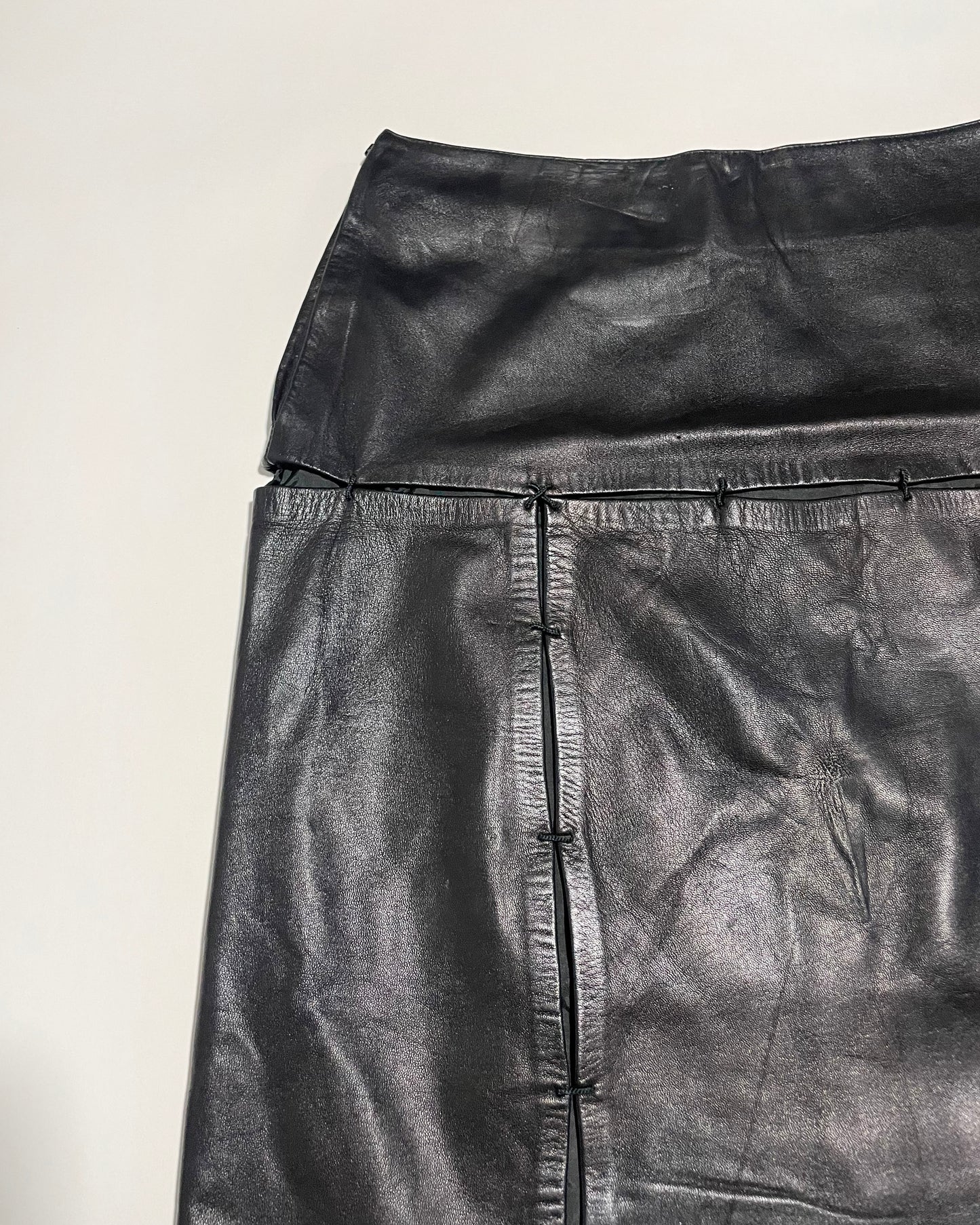 Prada Fall 1998 Runway Panelled Leather Skirt