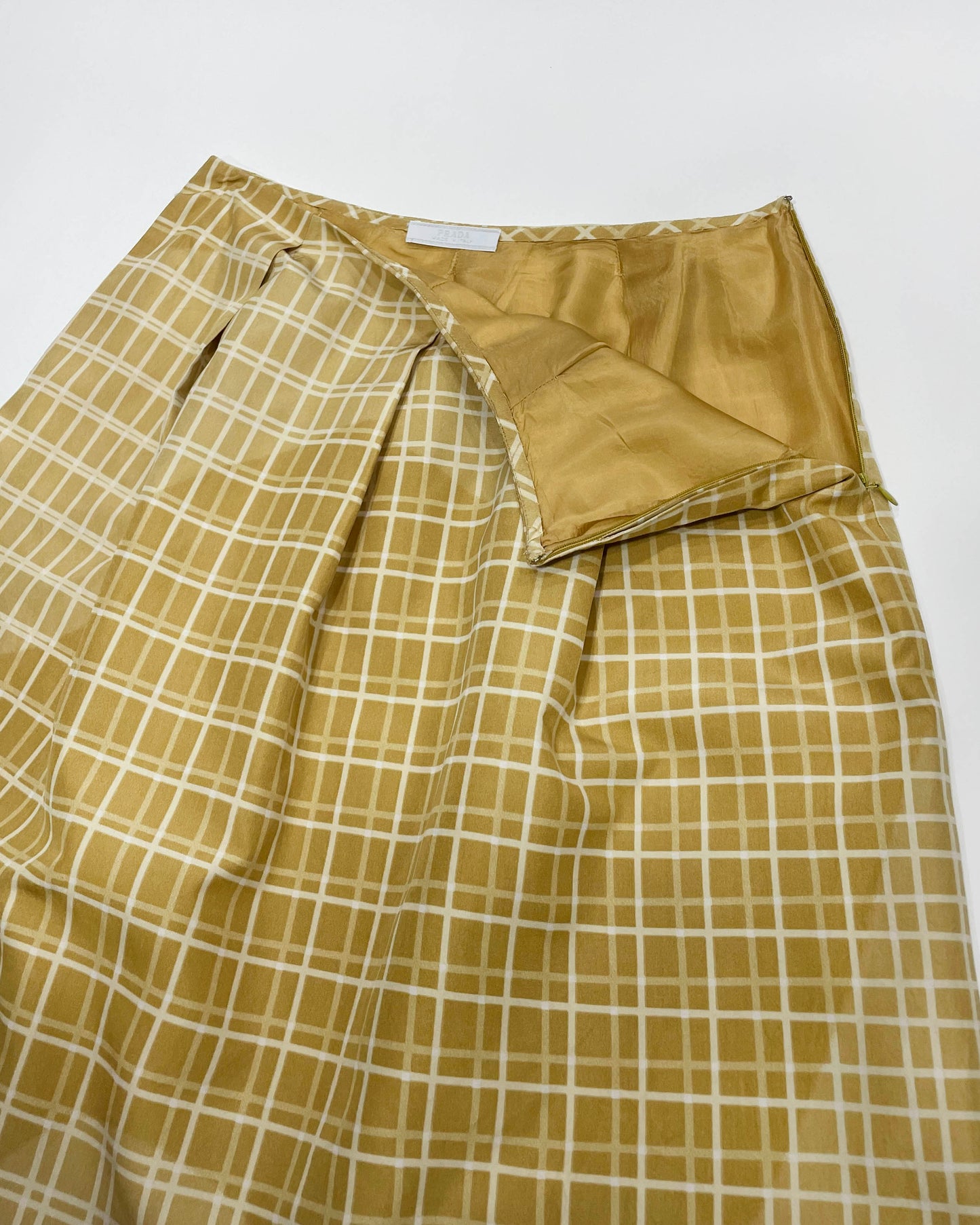 Prada Spring 1999 Checked Silk Skirt