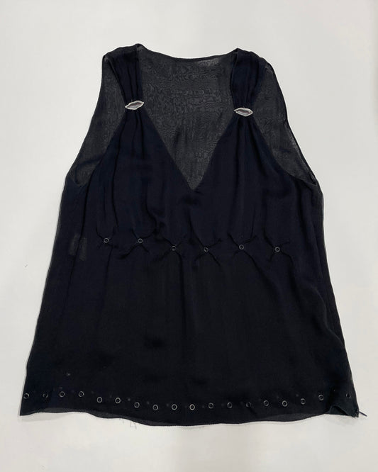 Prada Spring 2000 Studded Georgette Lip Top