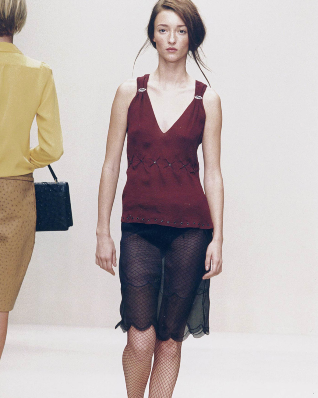 Prada Spring 2000 Studded Georgette Lip Top