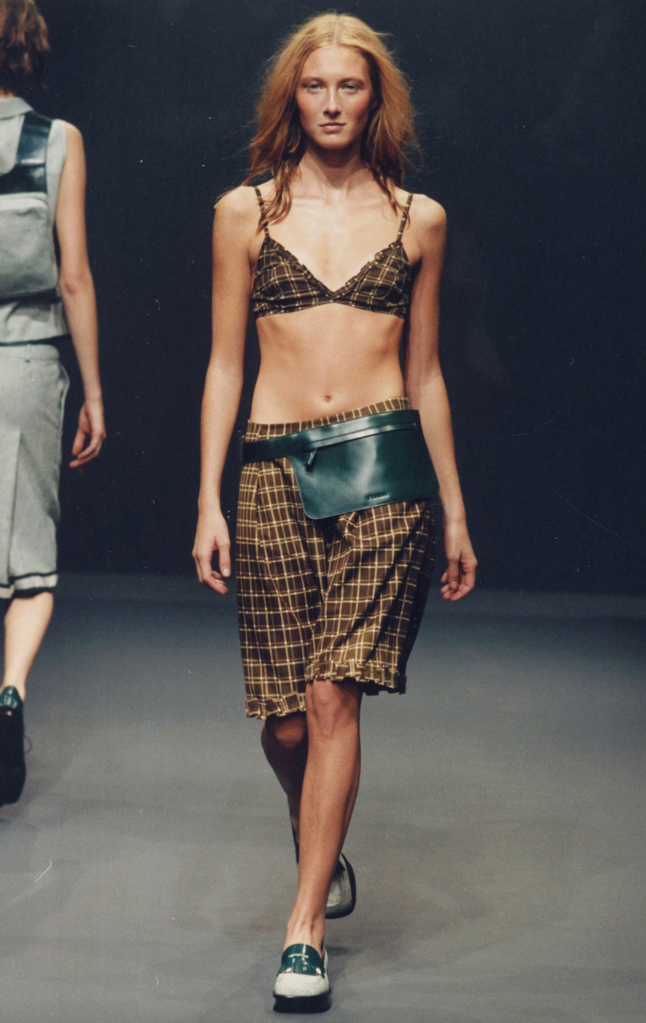 Prada Spring 1999 Checked Silk Skirt