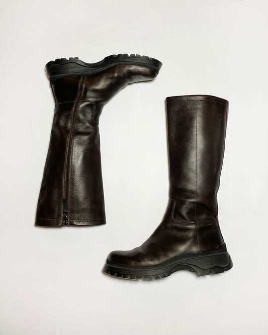 Prada 2003 Lug-Sole Knee High Boots