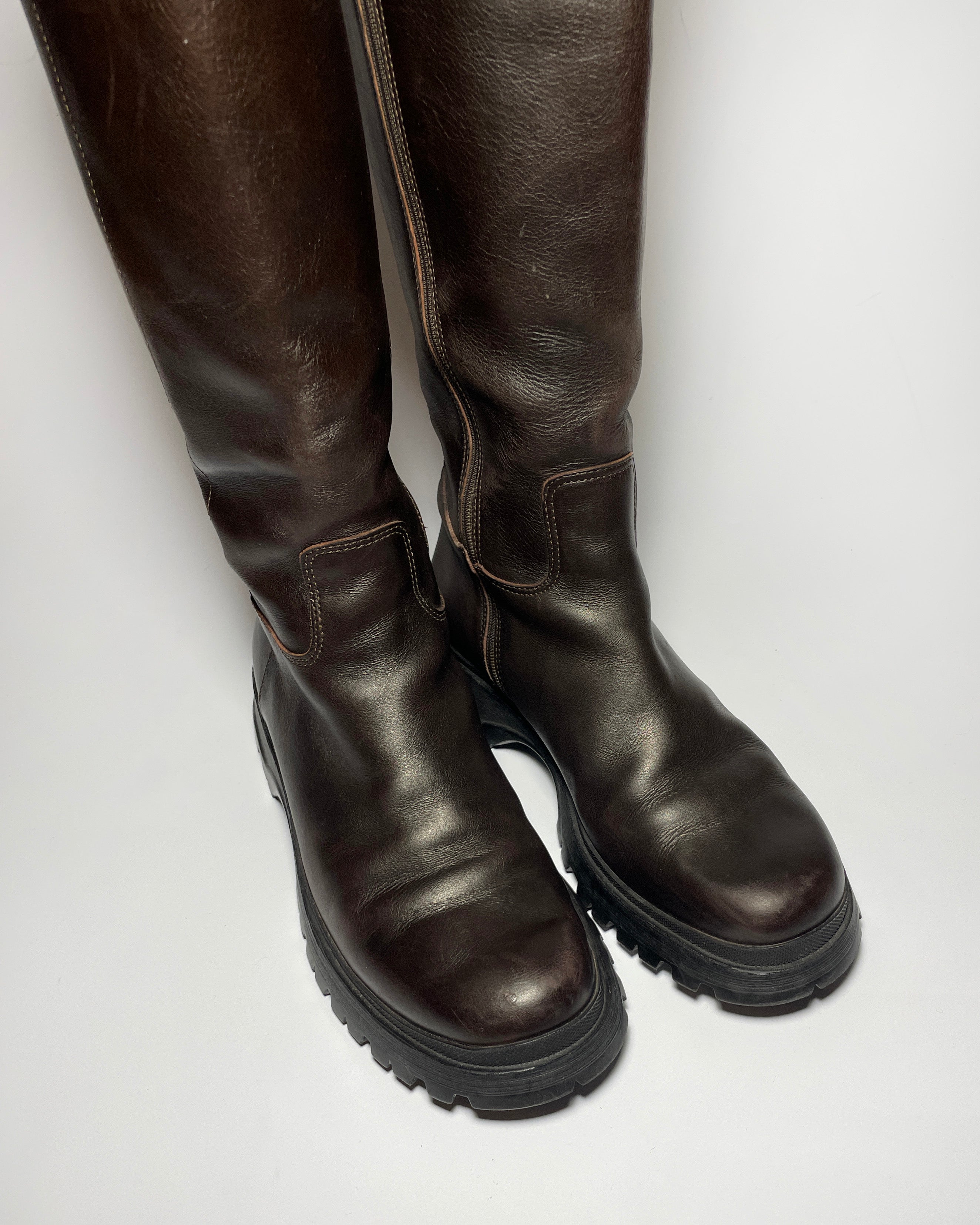 Prada 2003 Lug-Sole Knee High Boots – velvetknife