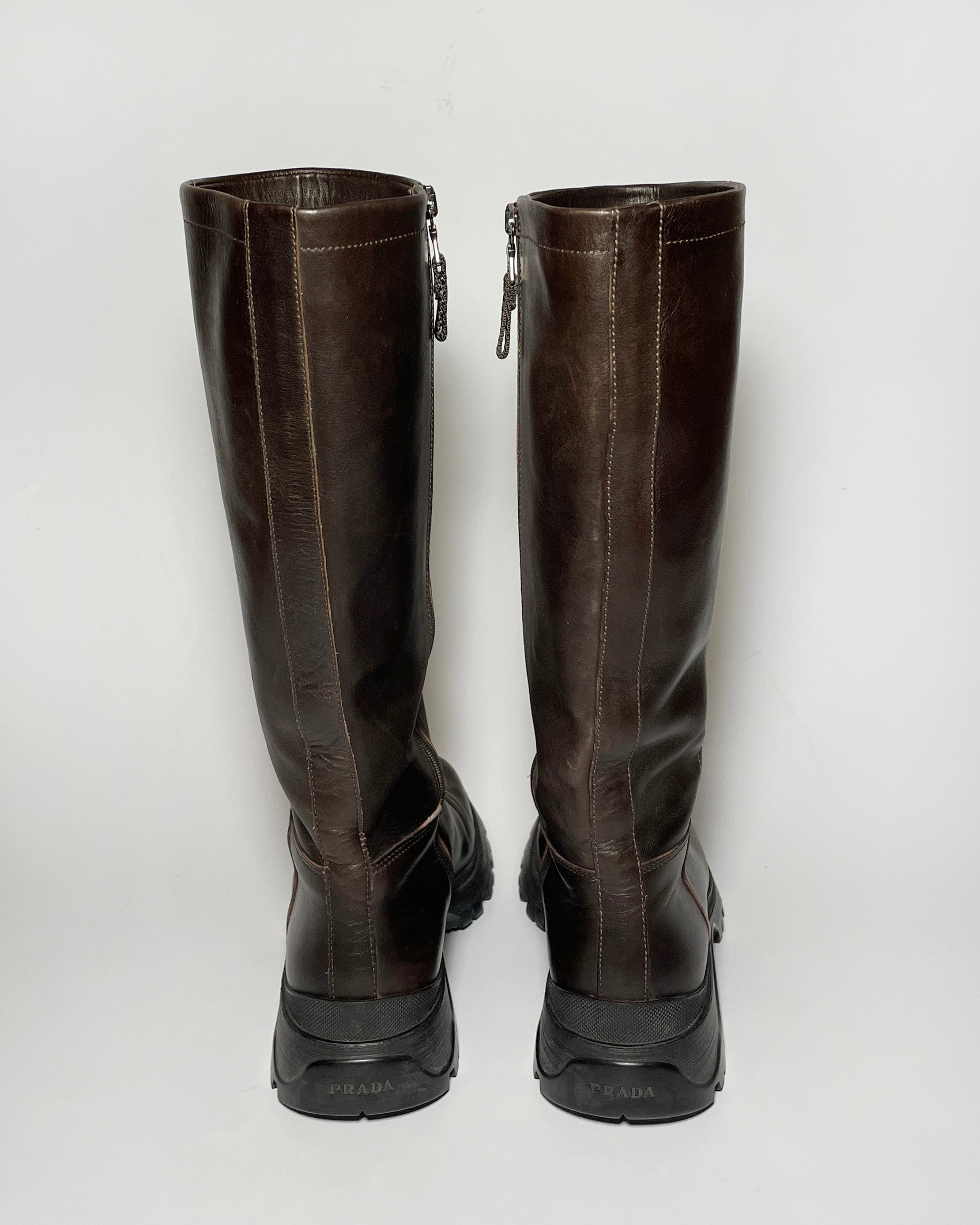 Prada 2003 Lug-Sole Knee High Boots – velvetknife