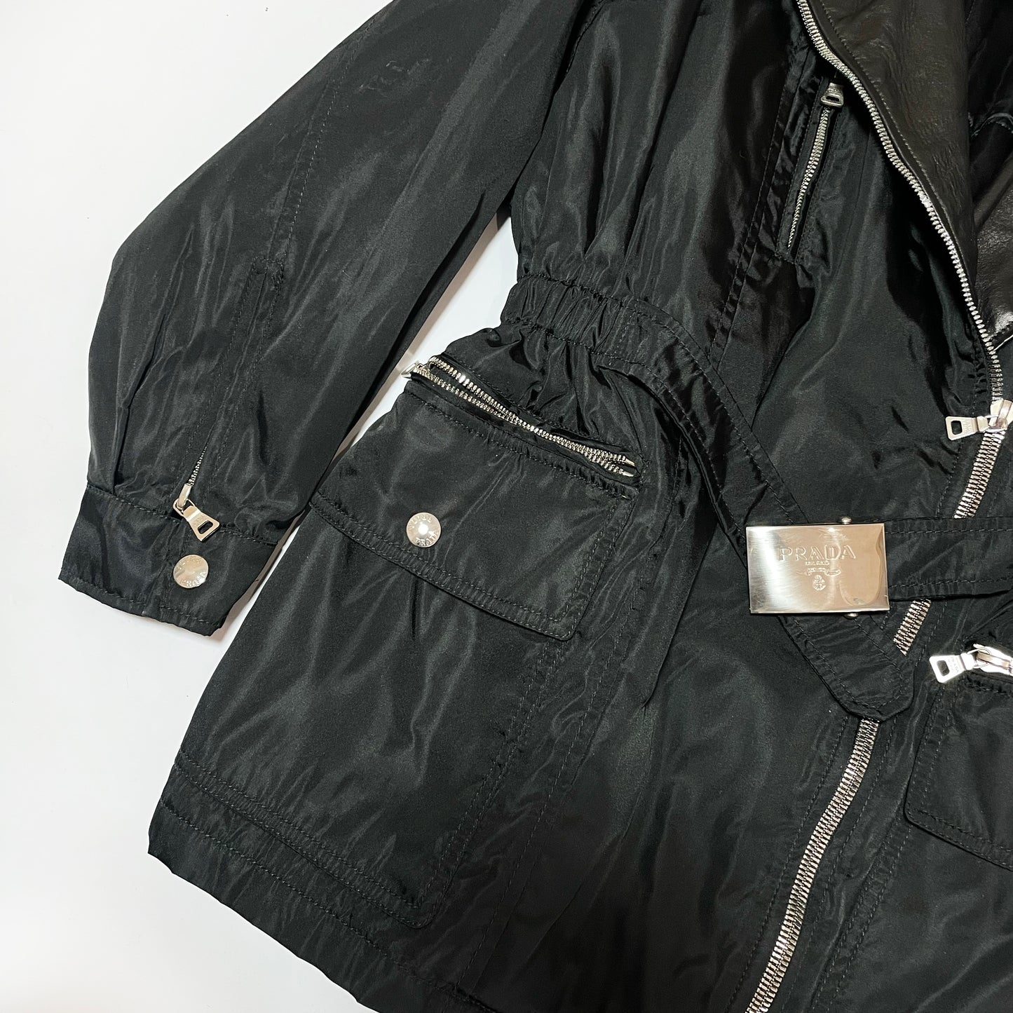 Prada FW1994 Nylon Jacket with Fur Collar