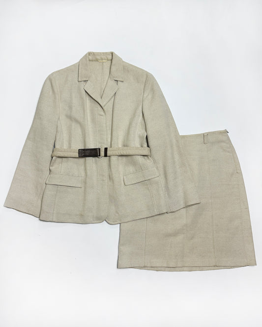 Prada Spring 1999 Linen Jacket and Skirt Set