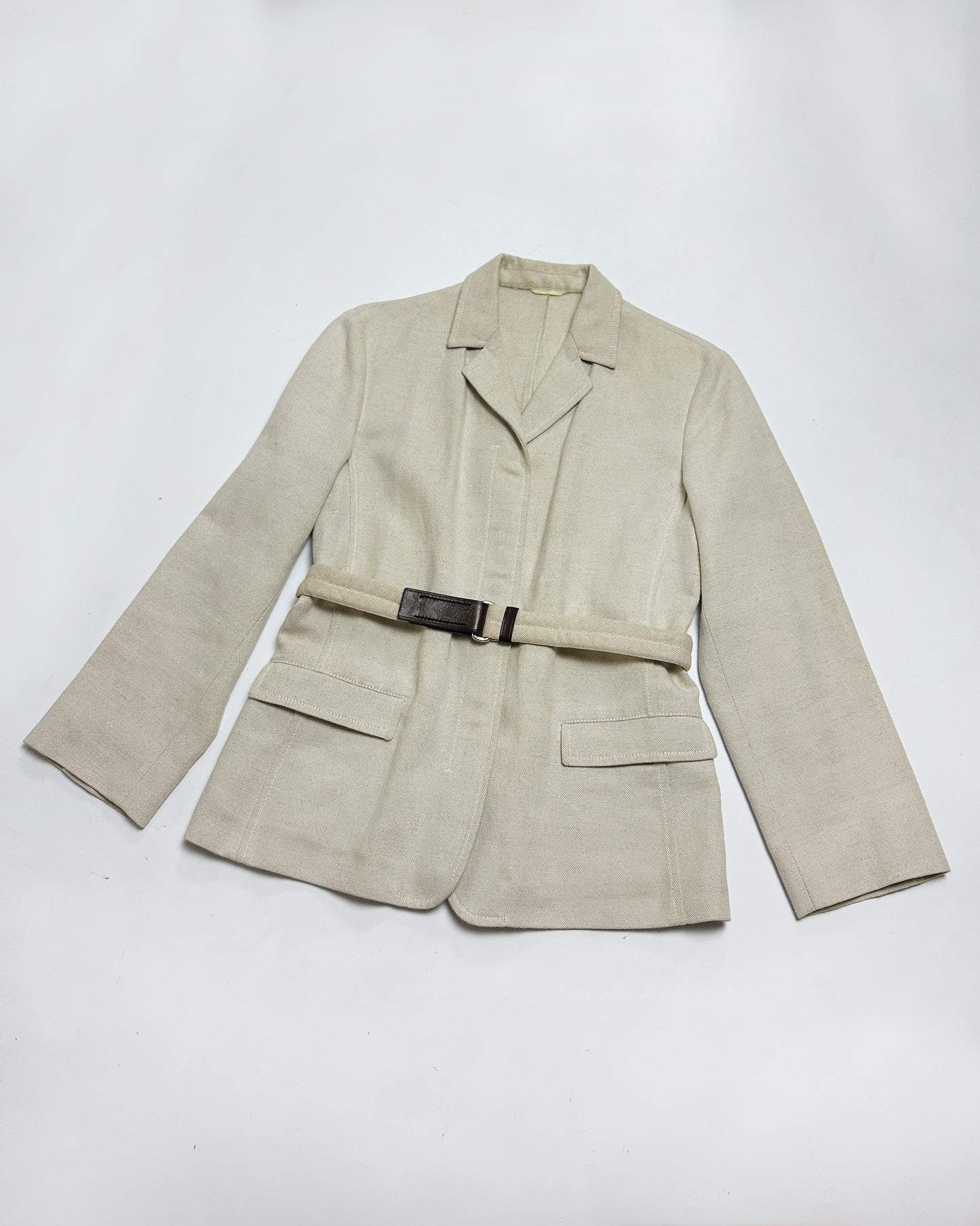 Prada Spring 1999 Linen Jacket and Skirt Set