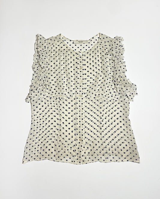 Prada Re- Edition Spring 2000 Polka Dots Ruffle Top