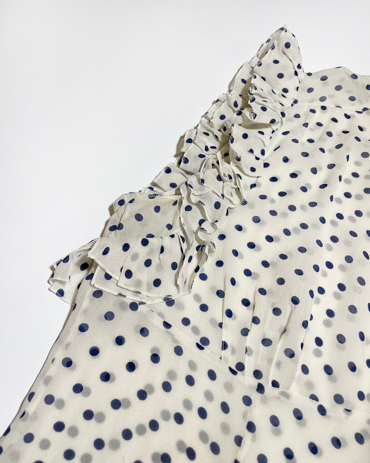 Prada Re- Edition Spring 2000 Polka Dots Ruffle Top