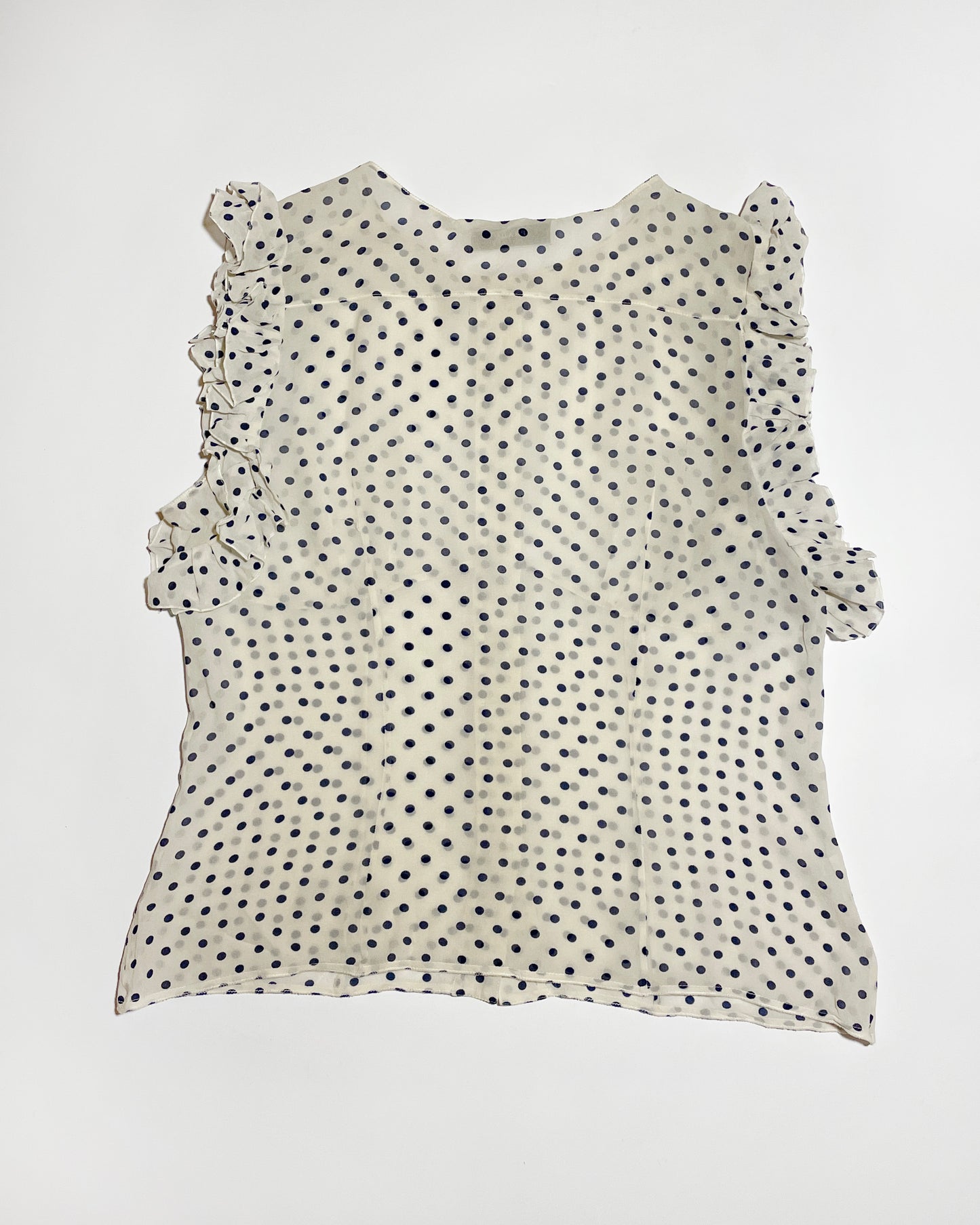 Prada Re- Edition Spring 2000 Polka Dots Ruffle Top